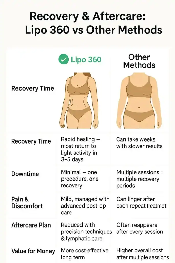 Recovery and Aftercare for Fat-Dissolving Surgery 2 Table to show fat dissolving injection aftercare Northamptonshire