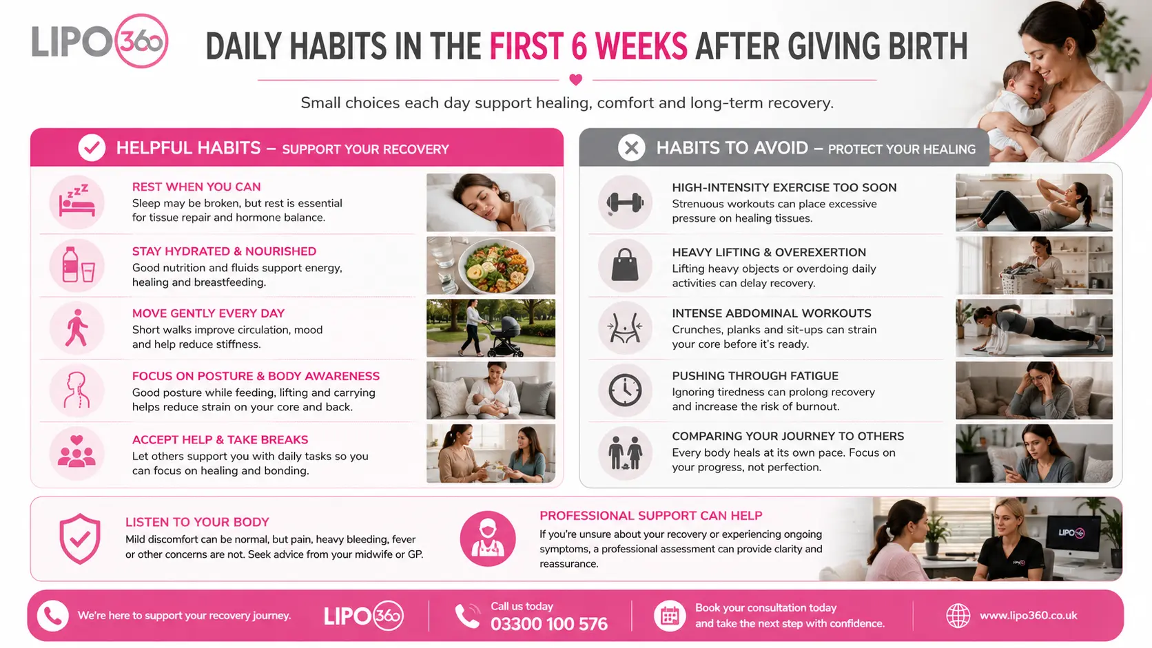 What to Do (and Avoid) in the First 6 Weeks After Giving Birth To Avoid Diastasis Recti 3 First 6 Weeks After Giving Birth To Avoid Diastasis Recti Northamptonshire : Daily Habits in the First 6 Weeks After Giving Birth